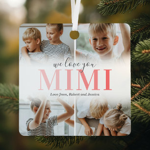 Mimi 4 Photo Personalized Christmas Metal Ornament