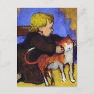 Mimi and Her Cat by Paul Gauguin Postcard