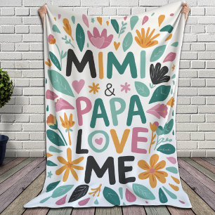 Mimi and Papa Love Me Fleece Blanket