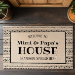 Mimi and Papa's House Grandkids Spoiled Here Doormat<br><div class="desc">Welcome to Mimi & Papa's House Grandkids Spoiled Here doormat. Designed with a black and beige colour pattern. All text can be changed to design your own doormat.</div>