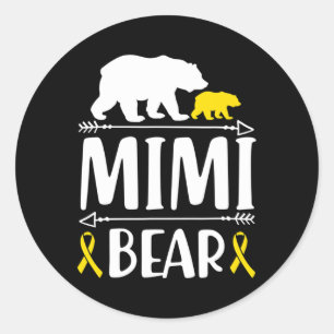 Mimi Bear Childhood Cancer Awareness Gift Mom Of A Classic Round Sticker