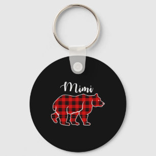 Mimi Bear Red Plaid Christmas Costume Matching Fam Keychain