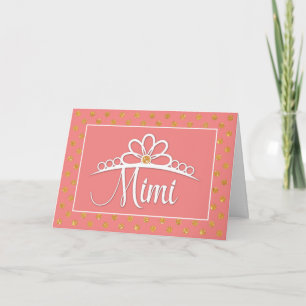 Mimi Birthday with Crown and Gold Look Dots Card