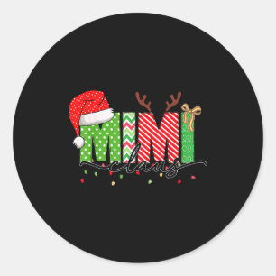 Mimi Claus Christmas Lights Pajama Family Matching Classic Round Sticker