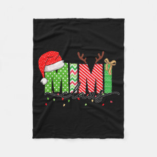 Mimi Claus Christmas Lights Pajama Family Matching Fleece Blanket