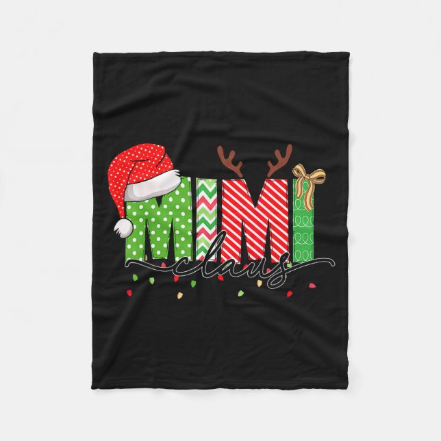 Mimi Claus Christmas Lights Pajama Family Matching Fleece Blanket (Front)