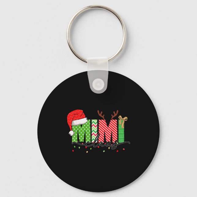 Mimi Claus Christmas Lights Pajama Family Matching Keychain (Front)