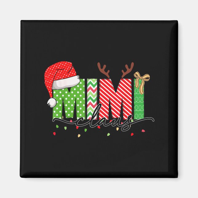 Mimi Claus Christmas Lights Pajama Family Matching Magnet (Front)