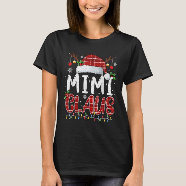 Mimi Claus Christmas Lights Pajama Family Matching T-Shirt (Front)