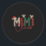 Mimi Claus Christmas Santa Hat Reindeer Grandma Gr Classic Round Sticker<br><div class="desc">Mimi Claus Christmas Santa Hat Reindeer Grandma Grandkids</div>