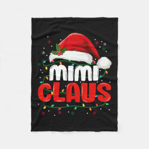 Mimi Claus Christmas Xmas Lights Santa Girl Family Fleece Blanket
