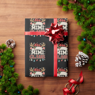 Mimi Claus Red Buffalo Plaid Christmas Lights Xmas Wrapping Paper