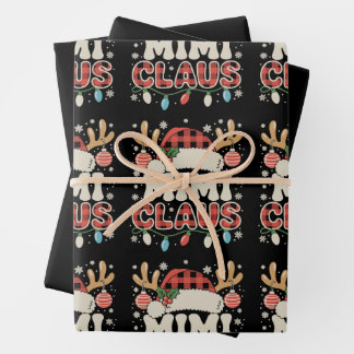 Mimi Claus Red Buffalo Plaid Christmas Lights Xmas Wrapping Paper Sheet