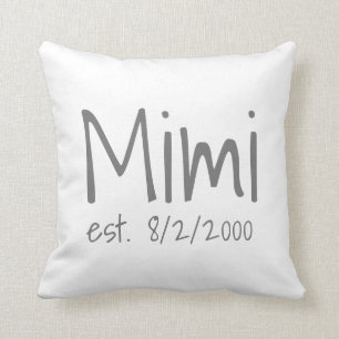 Mimi established date throw pillow