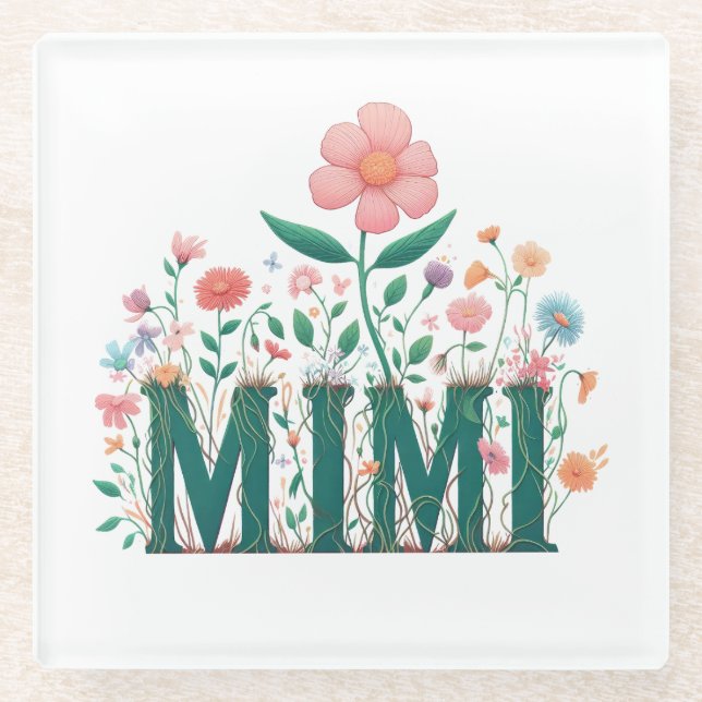 Mimi Floral Glass Coaster (Front)