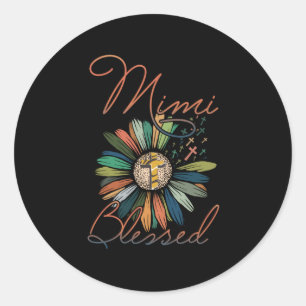 Mimi Gift Mimi Blessed Flower Colourful Classic Round Sticker