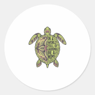 Mimi Grandma Sea Turtle Vintage Floral Shirt Desig Classic Round Sticker