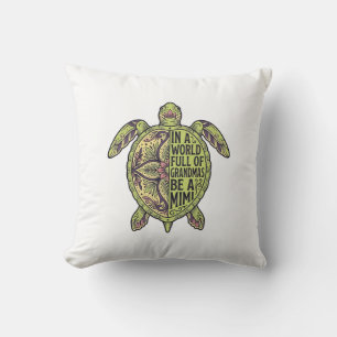 Mimi Grandma Sea Turtle Vintage Floral Shirt Desig Throw Pillow