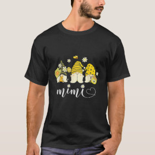 Mimi Grandma Women Cute Gnomes with Bees Sunflower T-Shirt