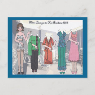 Mimi Lounges in Her Boudoir Paper Doll Postcard