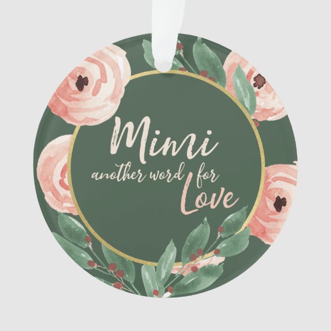 Mimi Love Floral Berry Rose with Photo Ornament (Front)