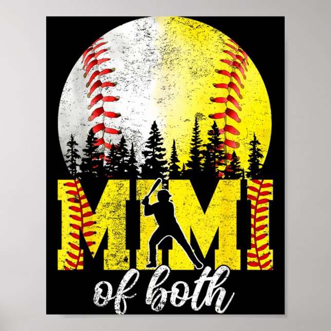 Mimi of Both Baseball Softball Mimi Mothers Day Poster (Front)