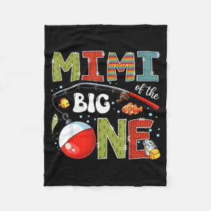 Mimi of the big one fishing 1st birthday boy party fleece blanket