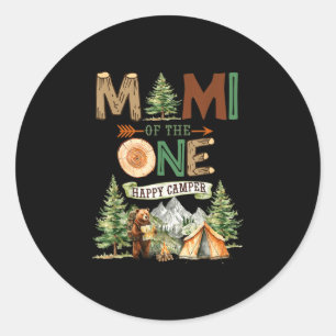 Mimi of the one happy camper 1st birthday camping classic round sticker