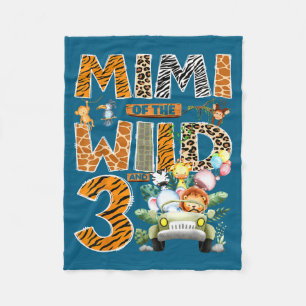 Mimi of the wild three 3rd birthday boy safari fleece blanket