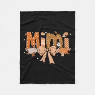 Mimi Pumpkin Fall Coquette Bow Thanksgiving Mom Wo Fleece Blanket