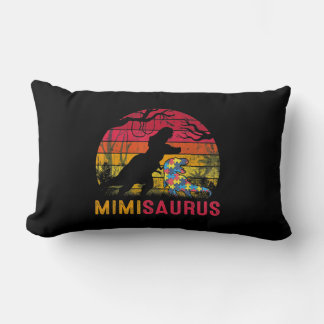 Mimi Saurus Rex Autism Awareness Funny Dinosaur T- Lumbar Pillow