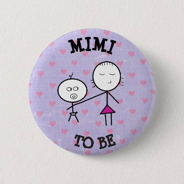 Mimi to be Baby Shower Purple Button (Front)