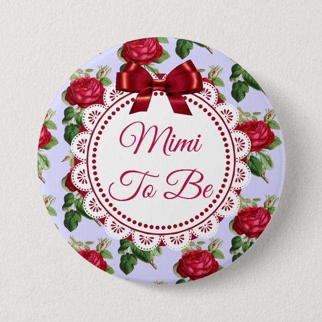 Mimi to be Floral Burgundy Roses Button (Front)