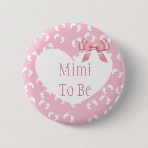Mimi to be Pink Bow Baby Shower Button