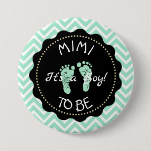 Mimi to be Sage Green Chevron Baby Shower button