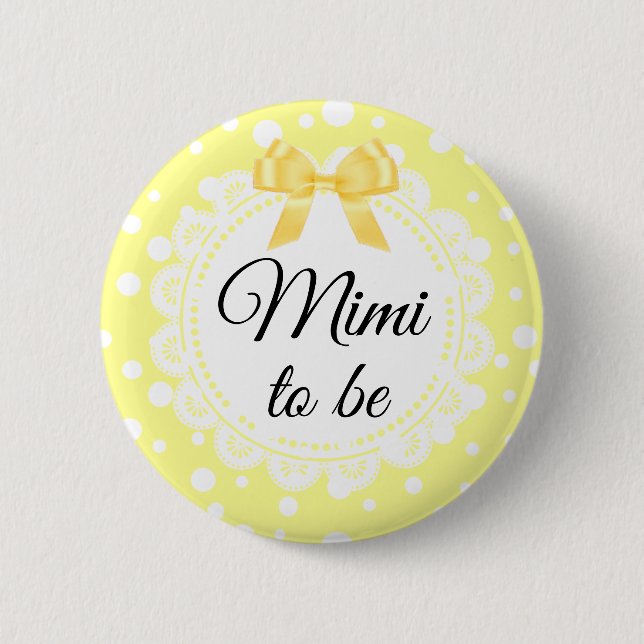 Mimi To Be Yellow Polka Dot Shower Button (Front)