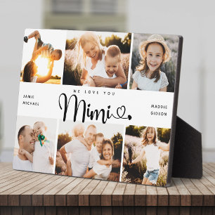 MIMI We Love you Hearts Modern 6 Photo Collage Plaque