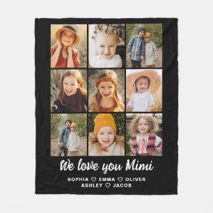 MiMi We Love you Hearts Modern Photo Collage Fleece Blanket