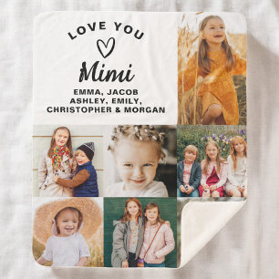 MiMi We Love you Hearts Modern Photo Collage Sherpa Blanket