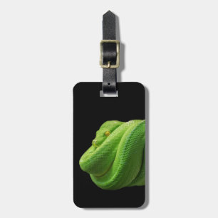 Mimimalist black python on black luggage tag