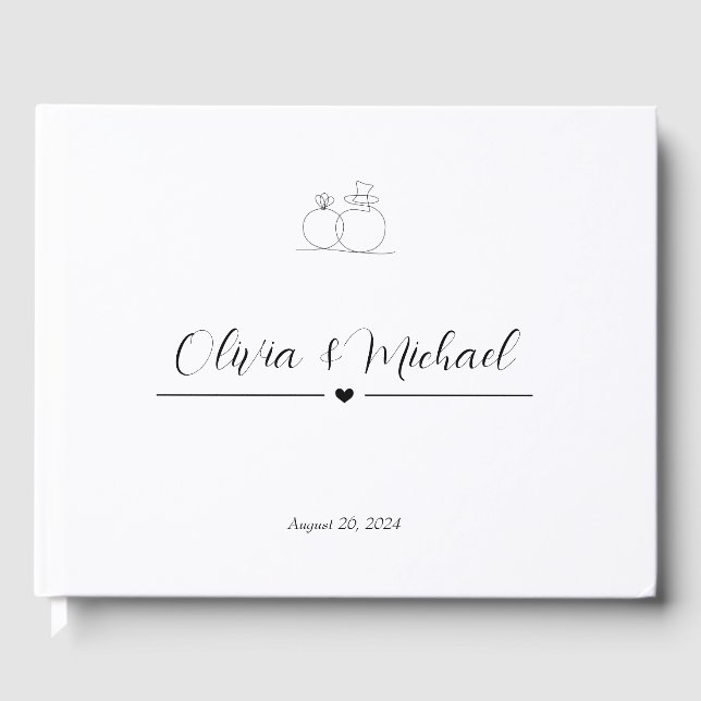 Mimimalist Elegant Script Classic Wedding Guest Book (Front)