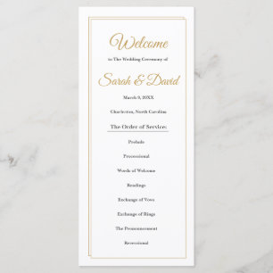 Mimimalist Gold Border Wedding Program