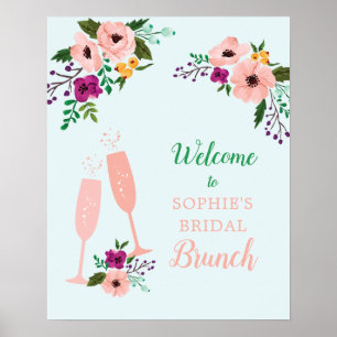 Mimosa and Flowers Brunch and Bubbly Bridal Shower Poster