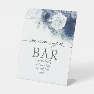 Mimosa Bar Bridal Brunch Dusty Blue Floral Pedesta Pedestal Sign