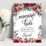 Mimosa Bar Bridal Shower Party Poster<br><div class="desc">Elegant yet modern boho style floral wedding MIMOSA BAR SIGN.  Bouquet of watercolor flowers in burgundy,  red,  marsala,  wine,  merlot,  navy blue and blush pink colours.   Perfect for fall / autumn wedding.  Easy to  edit - personalize with your text.  See collection.</div>