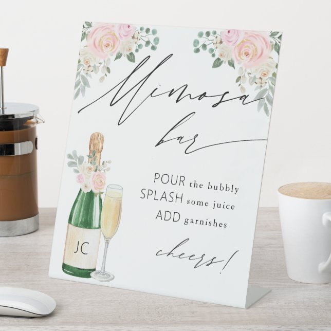 Mimosa Bar Bridal Shower Pedestal Sign (In SItu)