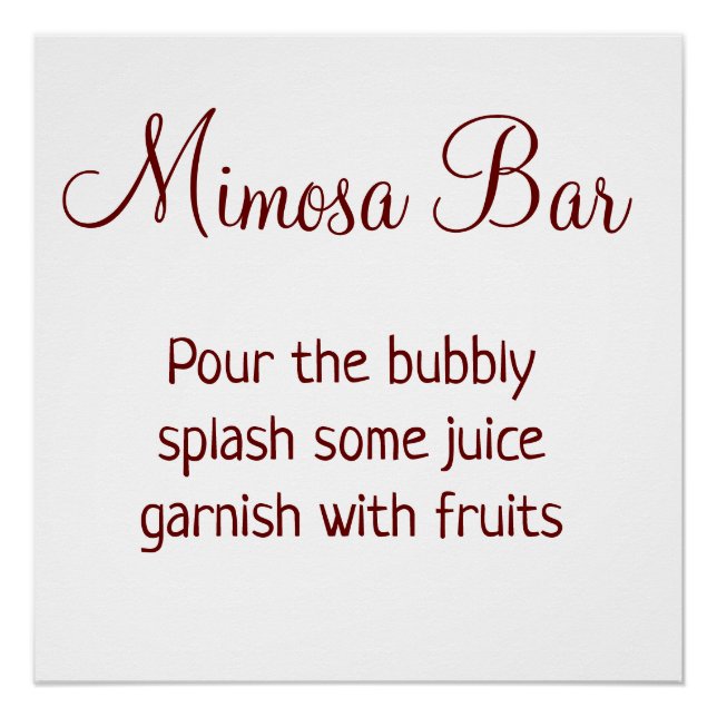 Mimosa bar bridal shower wedding poster (Front)
