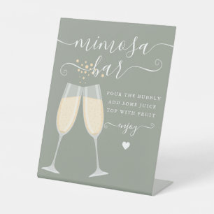 Mimosa Bar Bridal Shower Wedding Sage Green Pedestal Sign