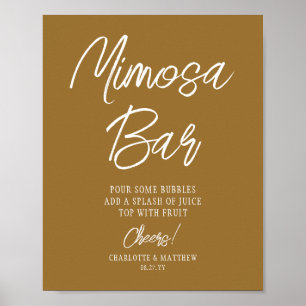 Mimosa Bar Cheers Modern Handwritten Script White Poster