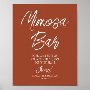 Mimosa Bar Cheers Modern Script Copper Poster